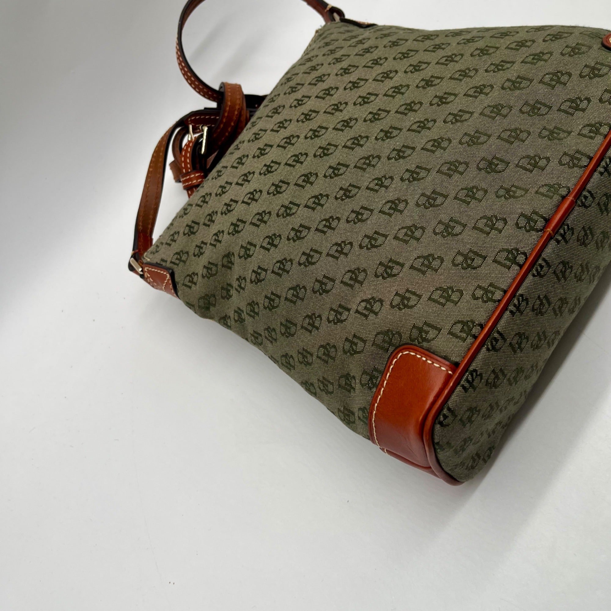 Dooney &amp; Bourke Grey Monogram Print Fabric Crossbody Bag