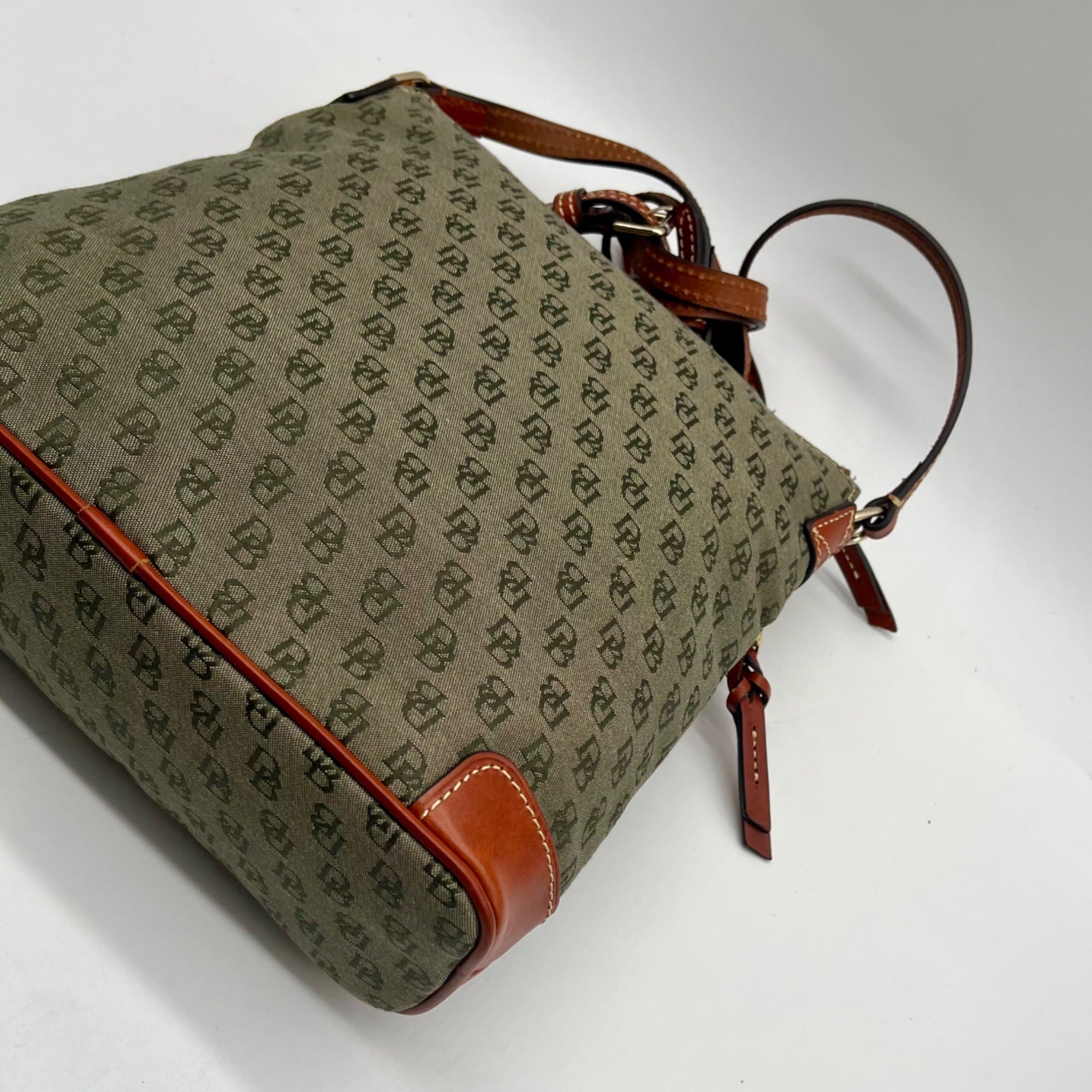 Dooney &amp; Bourke Grey Monogram Print Fabric Crossbody Bag