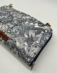 Sakroots Blue & White Artist Circle Coated Canvas Large Smartphone Crossbody Bag