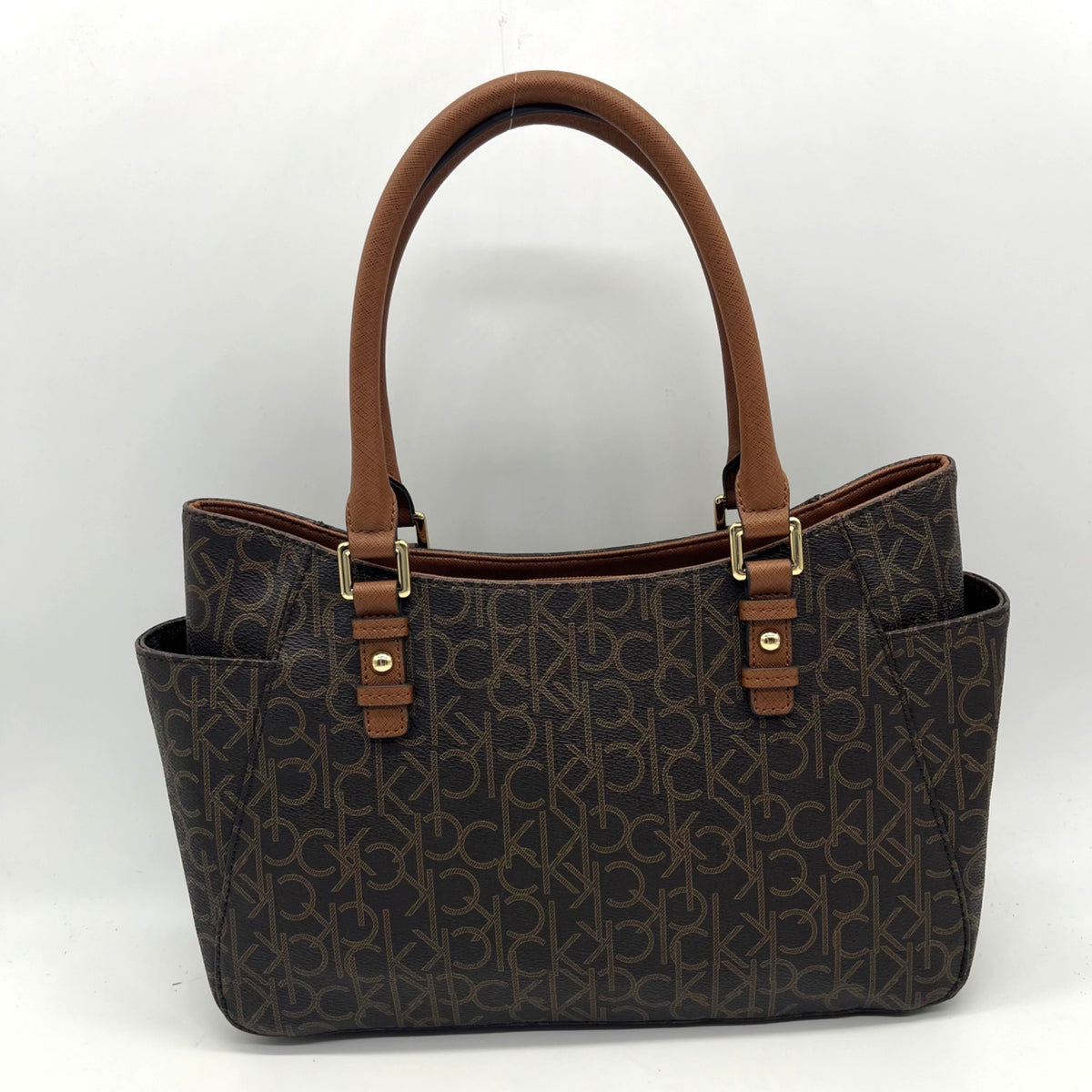 Calvin Klein Brown Monogram Triple-Compartment Tote Bag