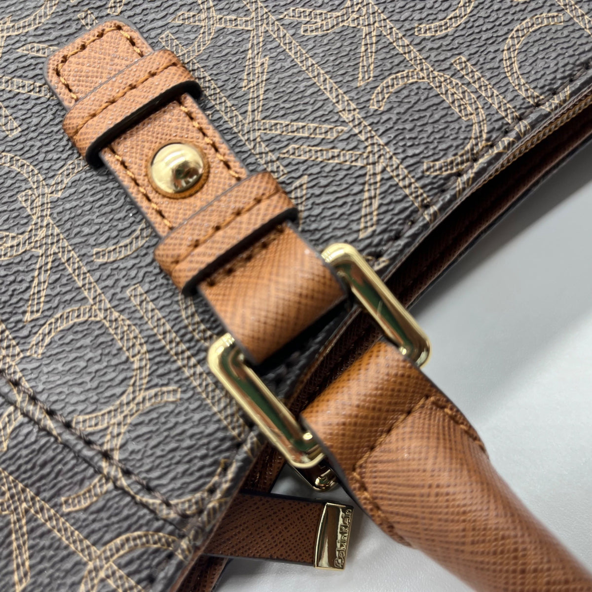 Calvin Klein Brown Monogram Triple-Compartment Tote Bag