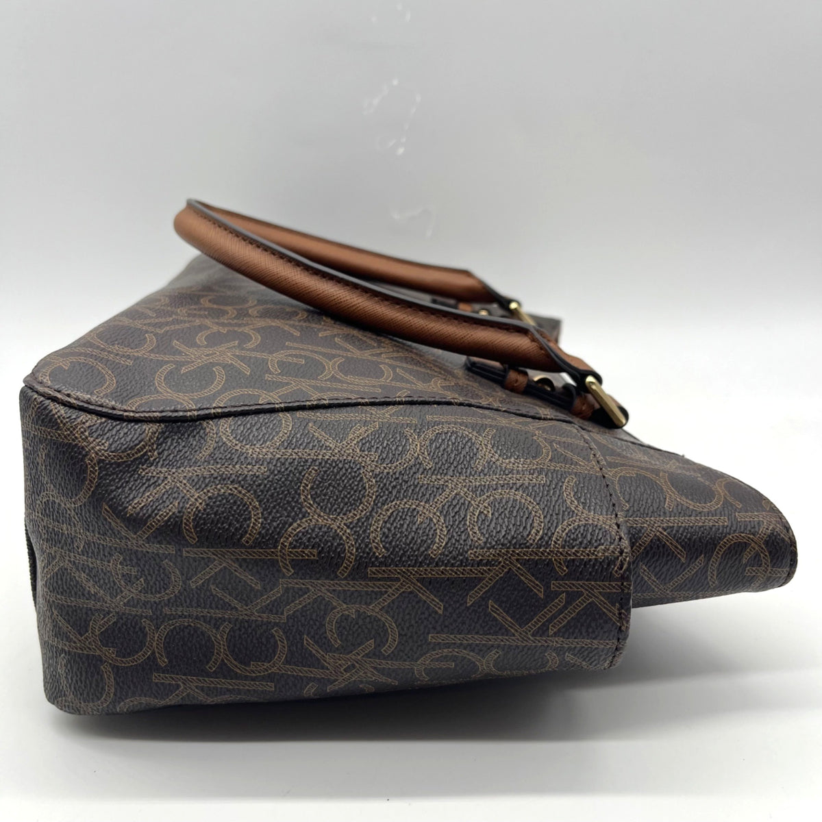 Calvin Klein Brown Monogram Triple-Compartment Tote Bag