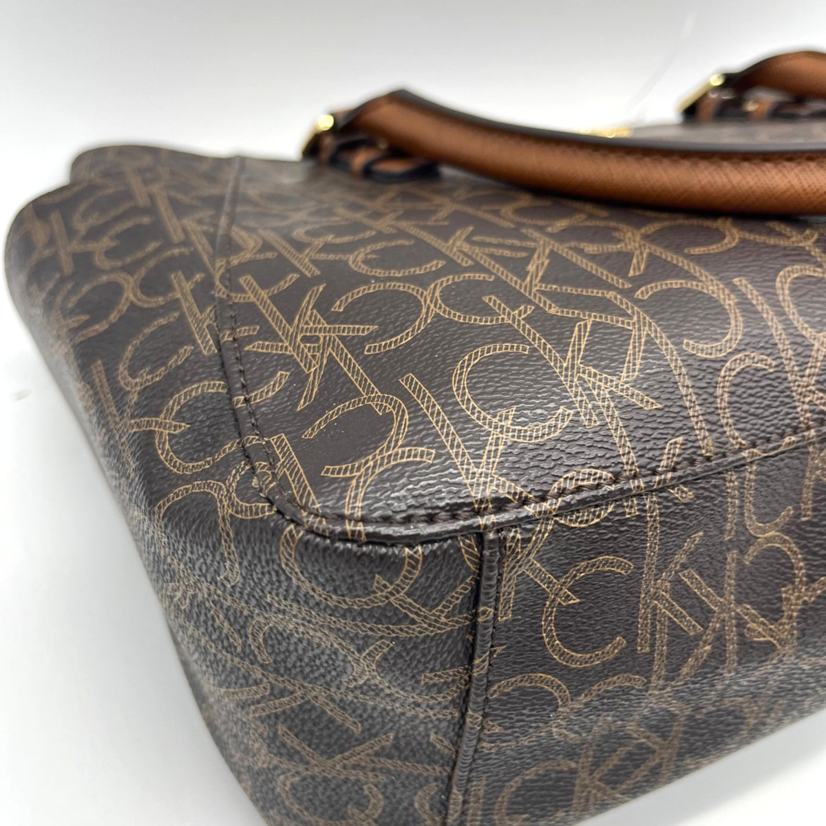 Calvin Klein Brown Monogram Triple-Compartment Tote Bag