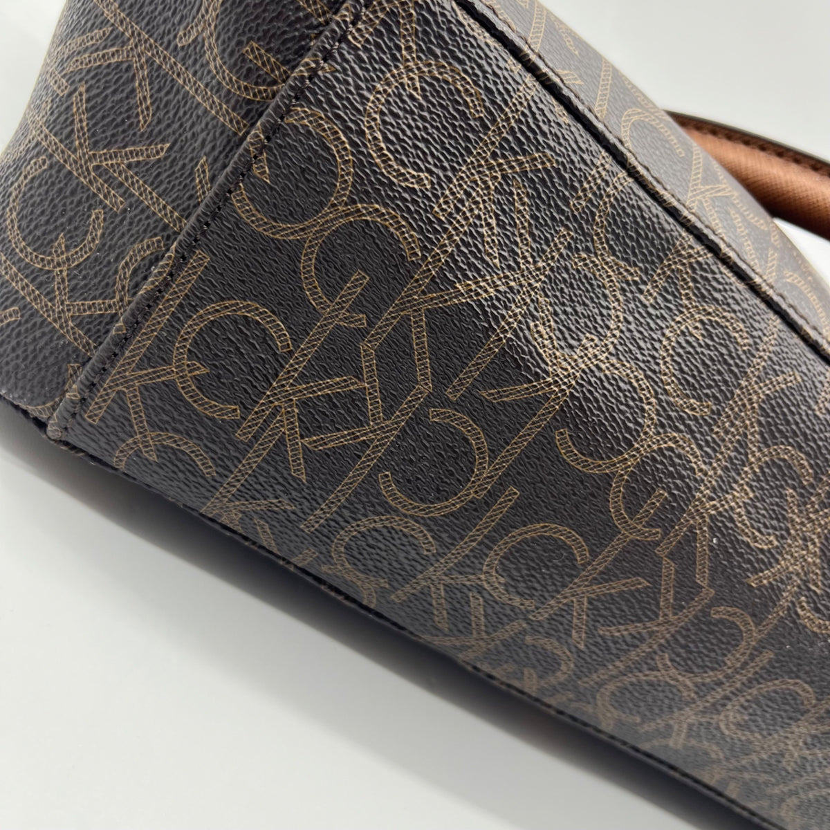 Calvin Klein Brown Monogram Triple-Compartment Tote Bag