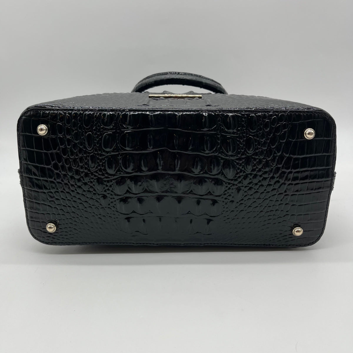 Brahmin Black Croc-Embossed Leather Convertible Satchel