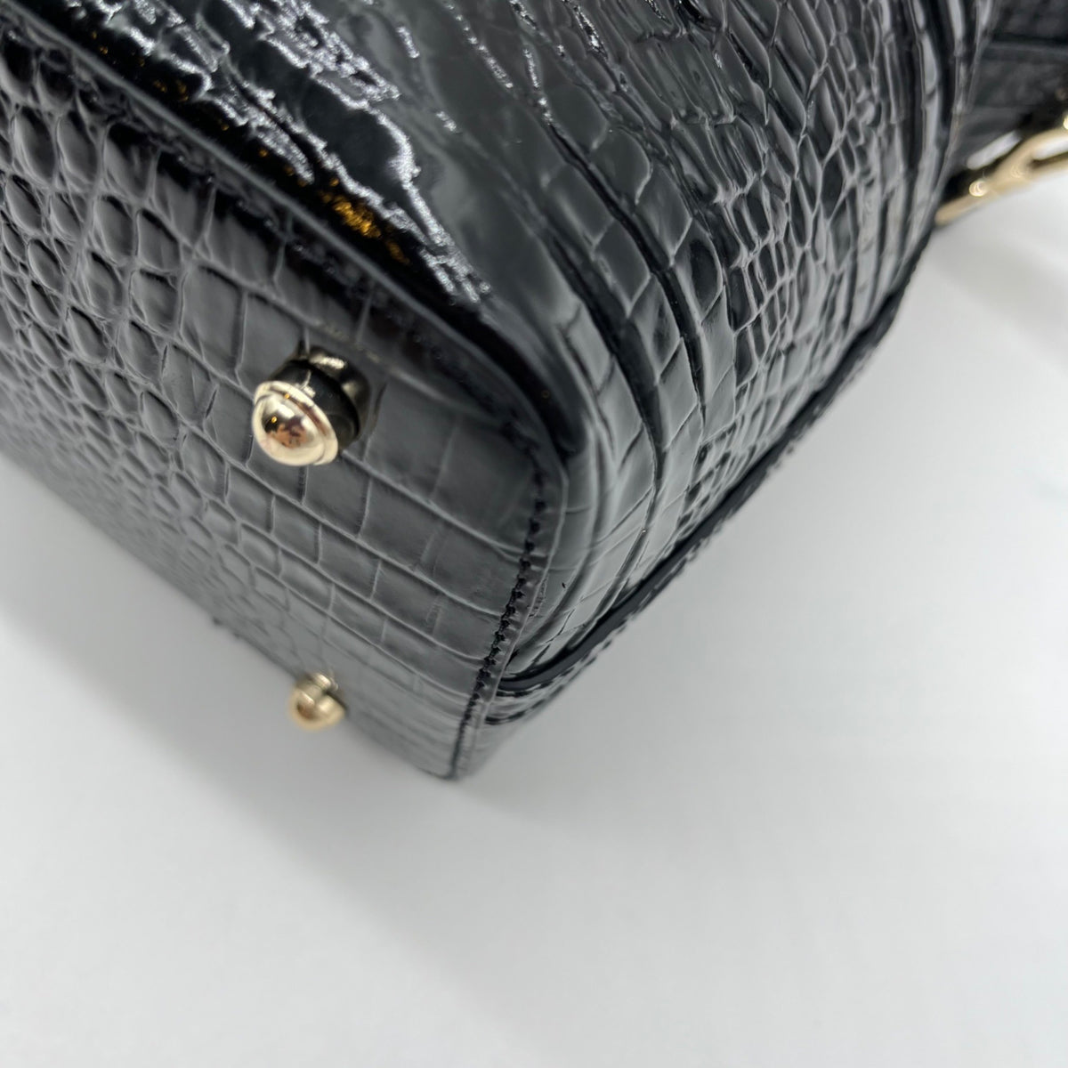 Brahmin Black Croc-Embossed Leather Convertible Satchel