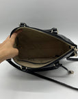 Brahmin Black Croc-Embossed Leather Convertible Satchel