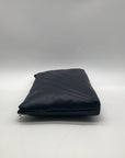 Dark Blue Leather Pleated Shoulder Bag