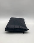 Dark Blue Leather Pleated Shoulder Bag
