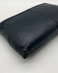 Dark Blue Leather Pleated Shoulder Bag