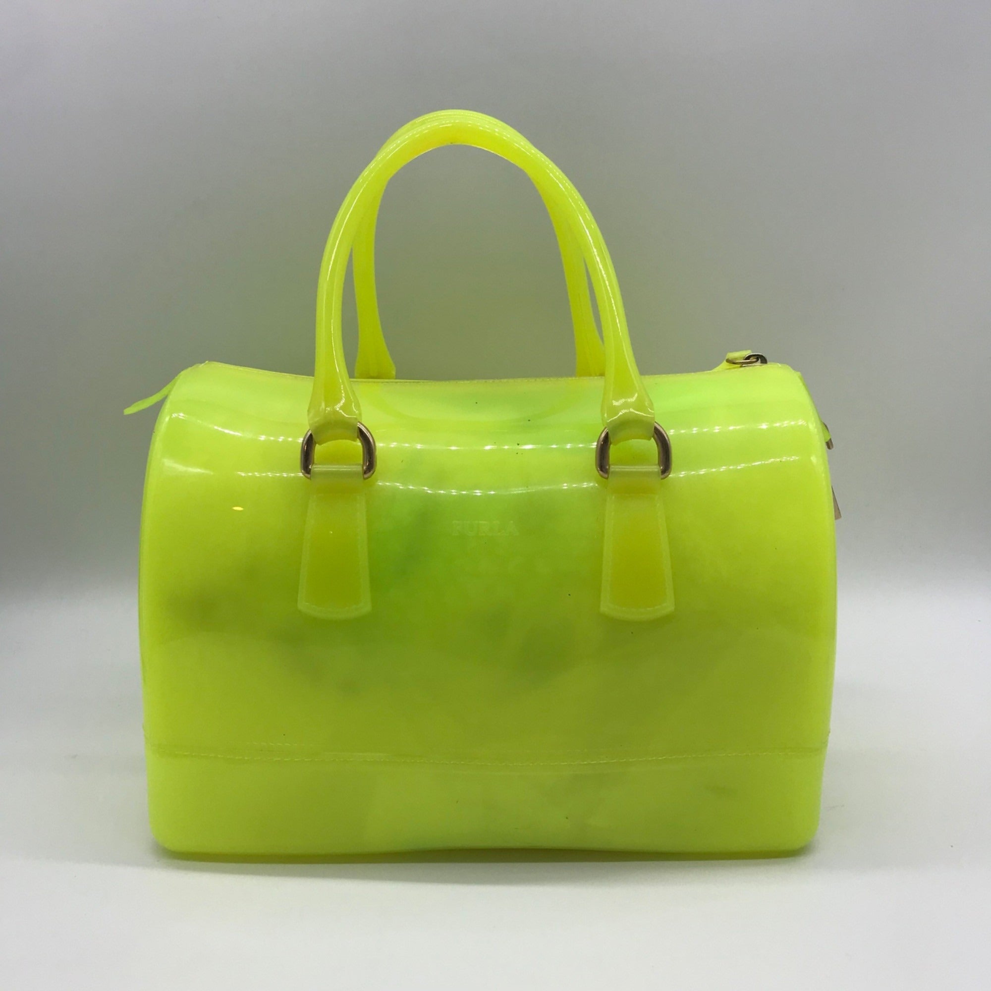 Furla Candy Neon Lime Yellow Tote Bag