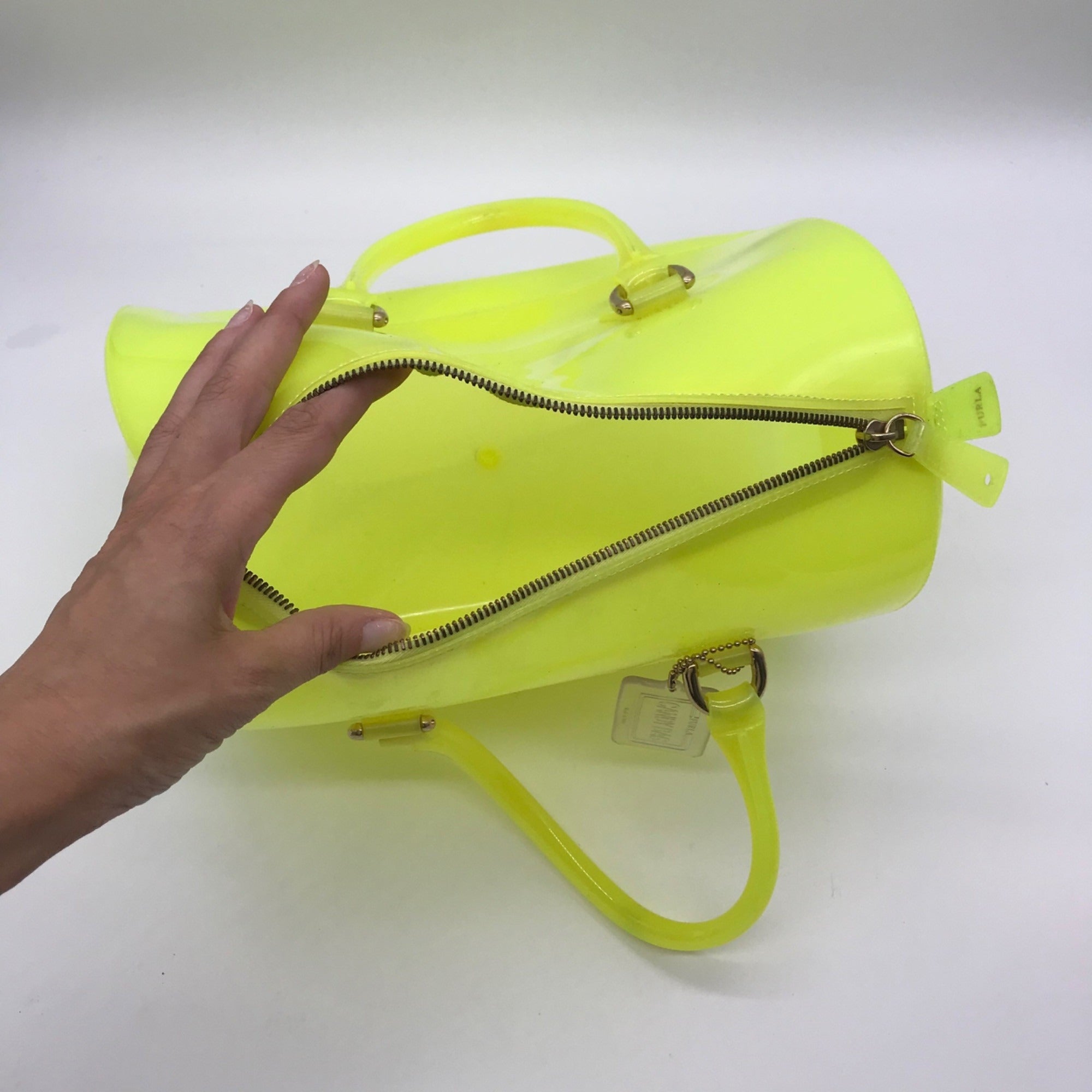Furla Candy Neon Lime Yellow Tote Bag