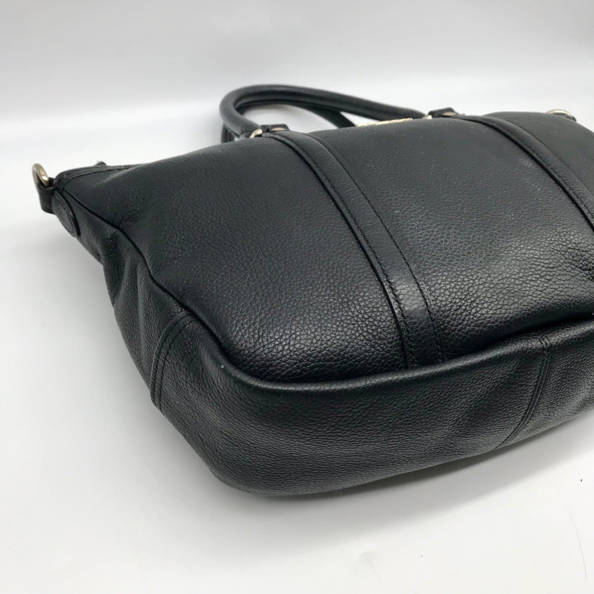 Coach Black Pebbled Leather Convertible Central Satchel Bag