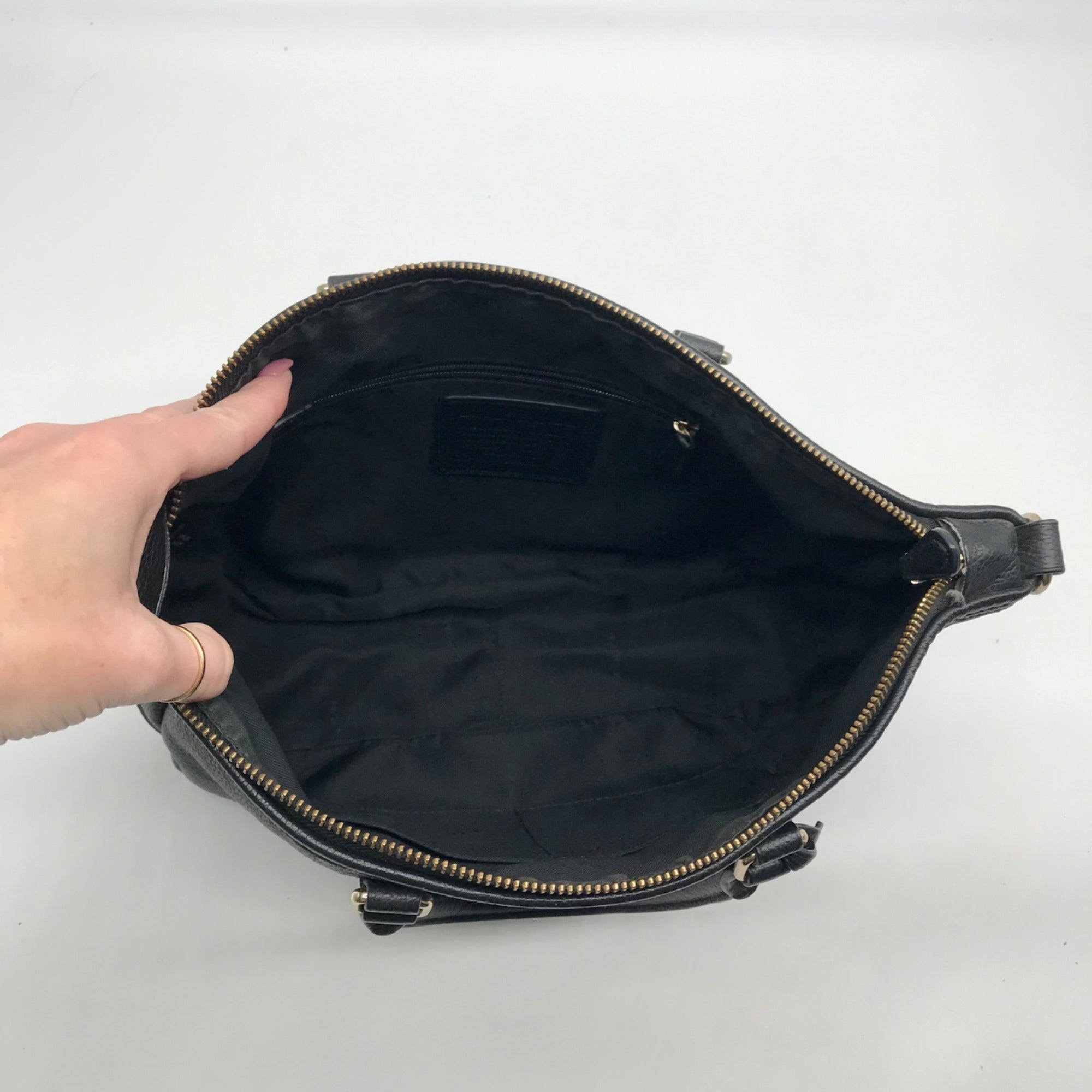 Coach Black Pebbled Leather Convertible Central Satchel Bag