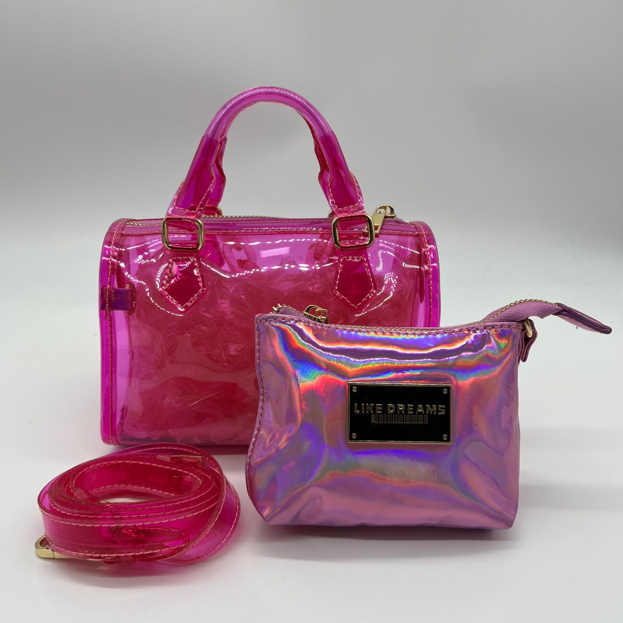 Like Dreams Hologram Clear Satchel With Inner Pouch