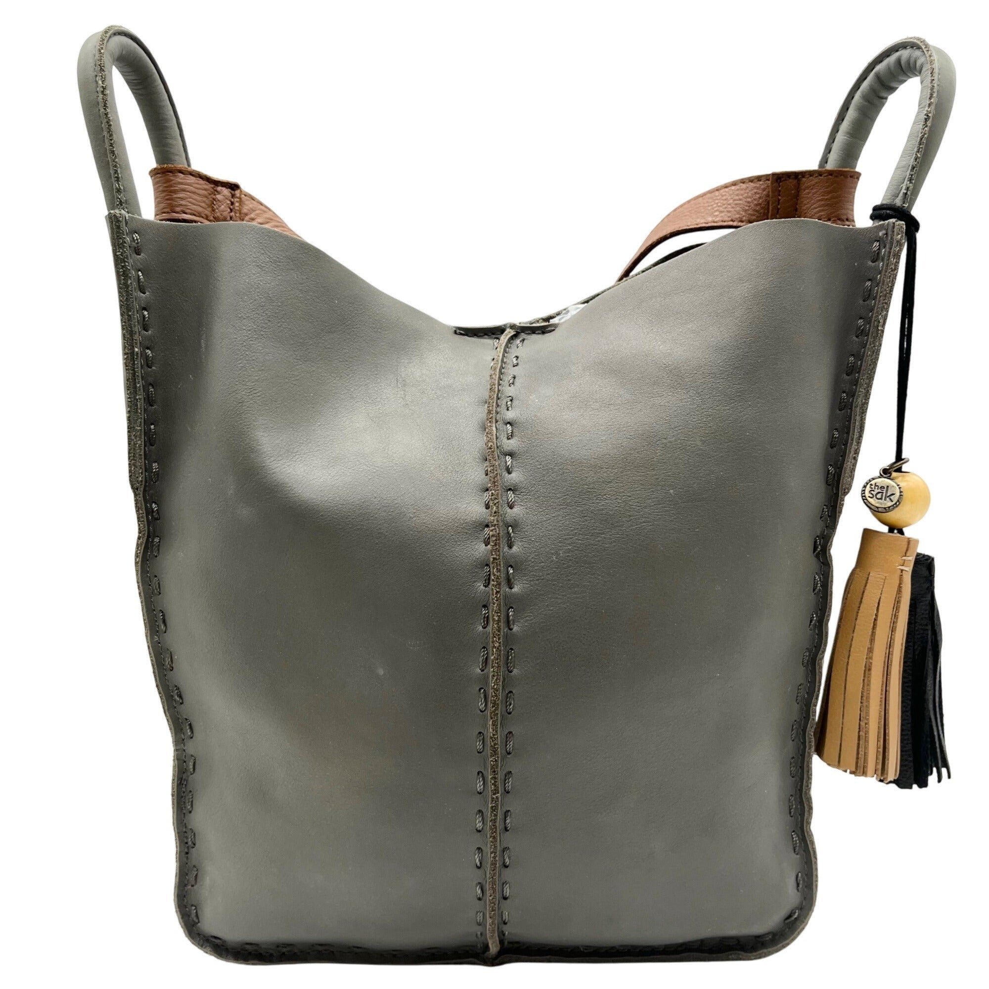 The Sak Gray Leather Tote Bag