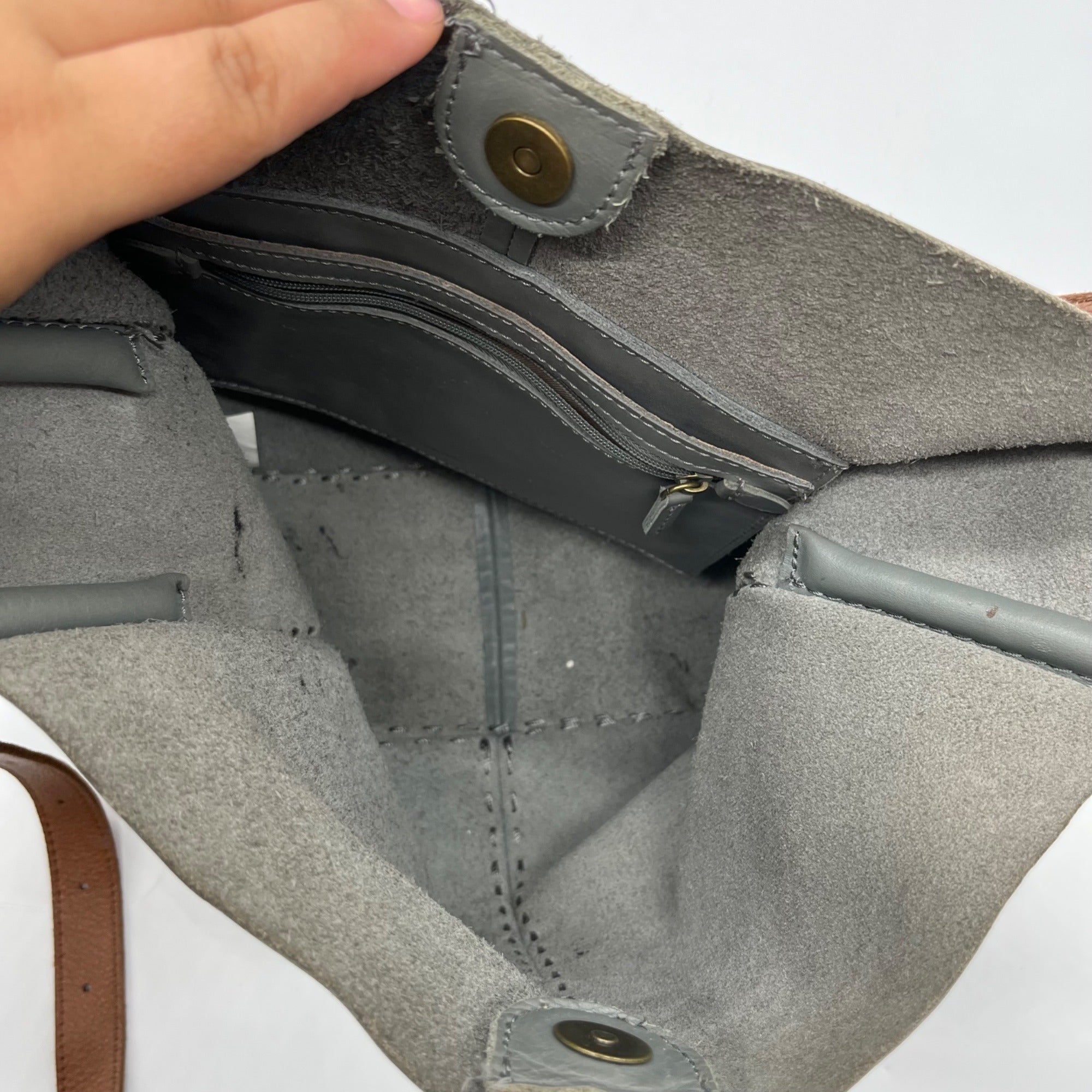 The Sak Gray Leather Tote Bag