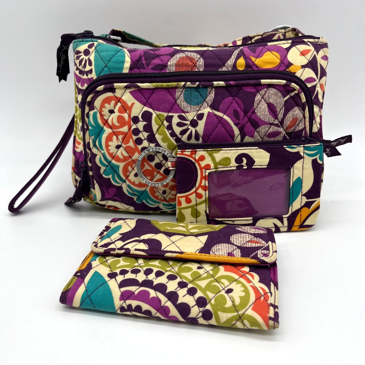 Vera Bradley Multi-Colored Plum Crazy Pattern Fabric Bag