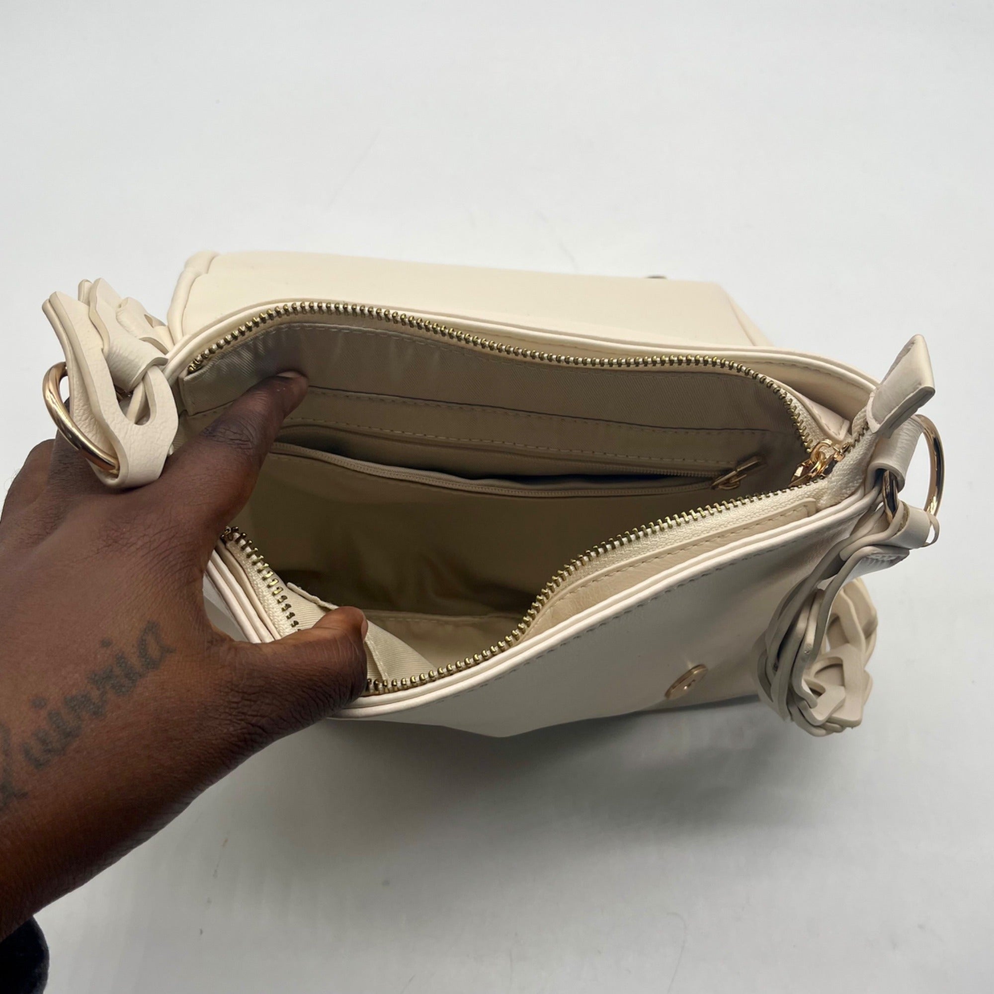 MMs Brands White Faux Leather Crossbody