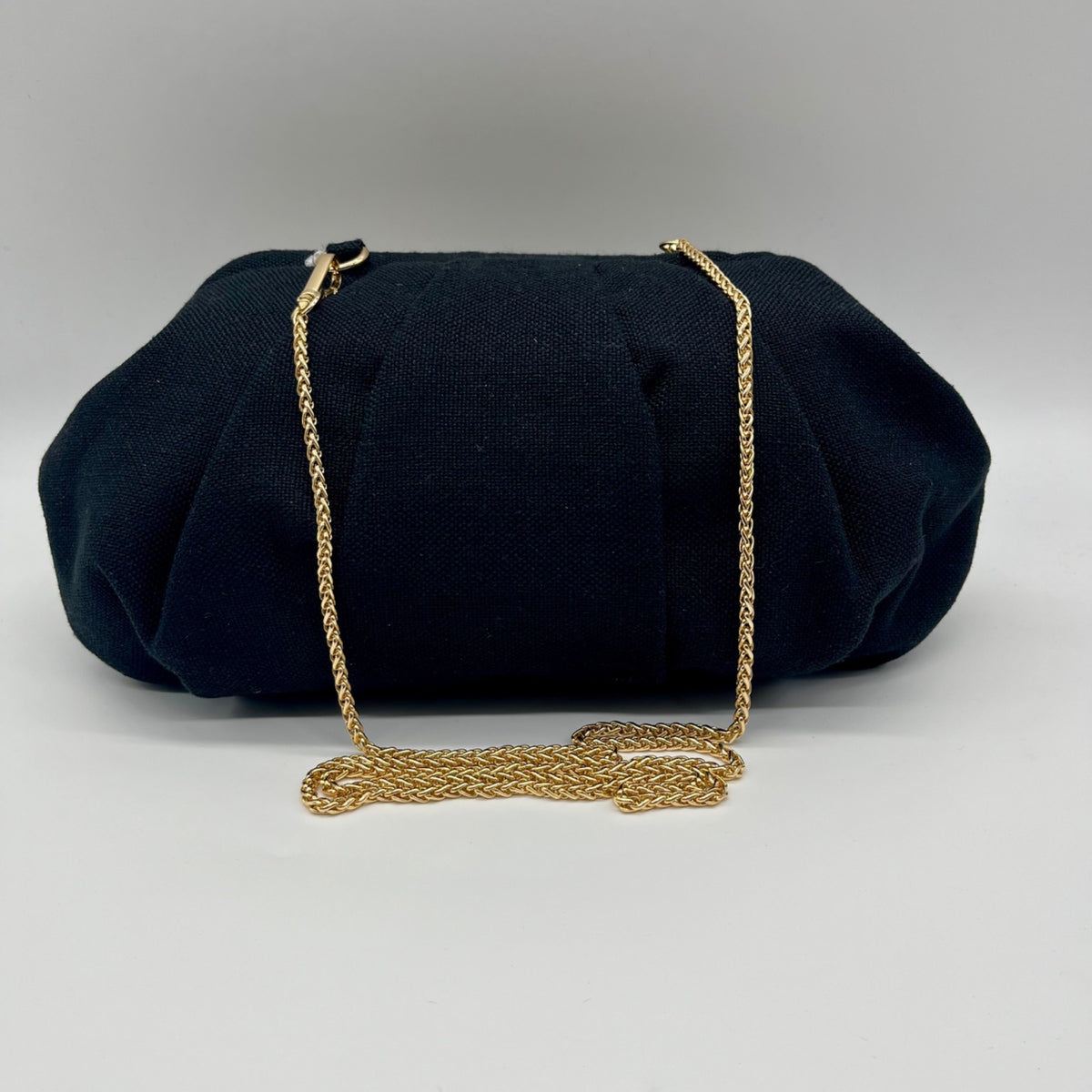 Aqua Black Linen &amp; Cotton Pouch with Bag Charm