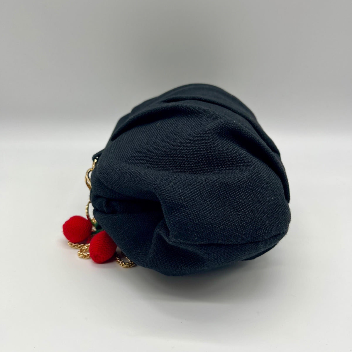 Aqua Black Linen &amp; Cotton Pouch with Bag Charm