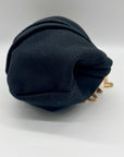 Aqua Black Linen & Cotton Pouch with Bag Charm
