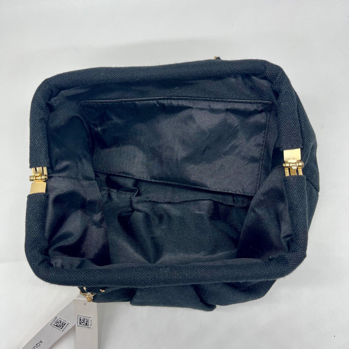 Aqua Black Linen &amp; Cotton Pouch with Bag Charm