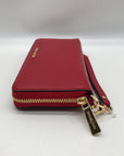 Michael Kors Red Pebbled Leather Jet Set Continental Wristlet