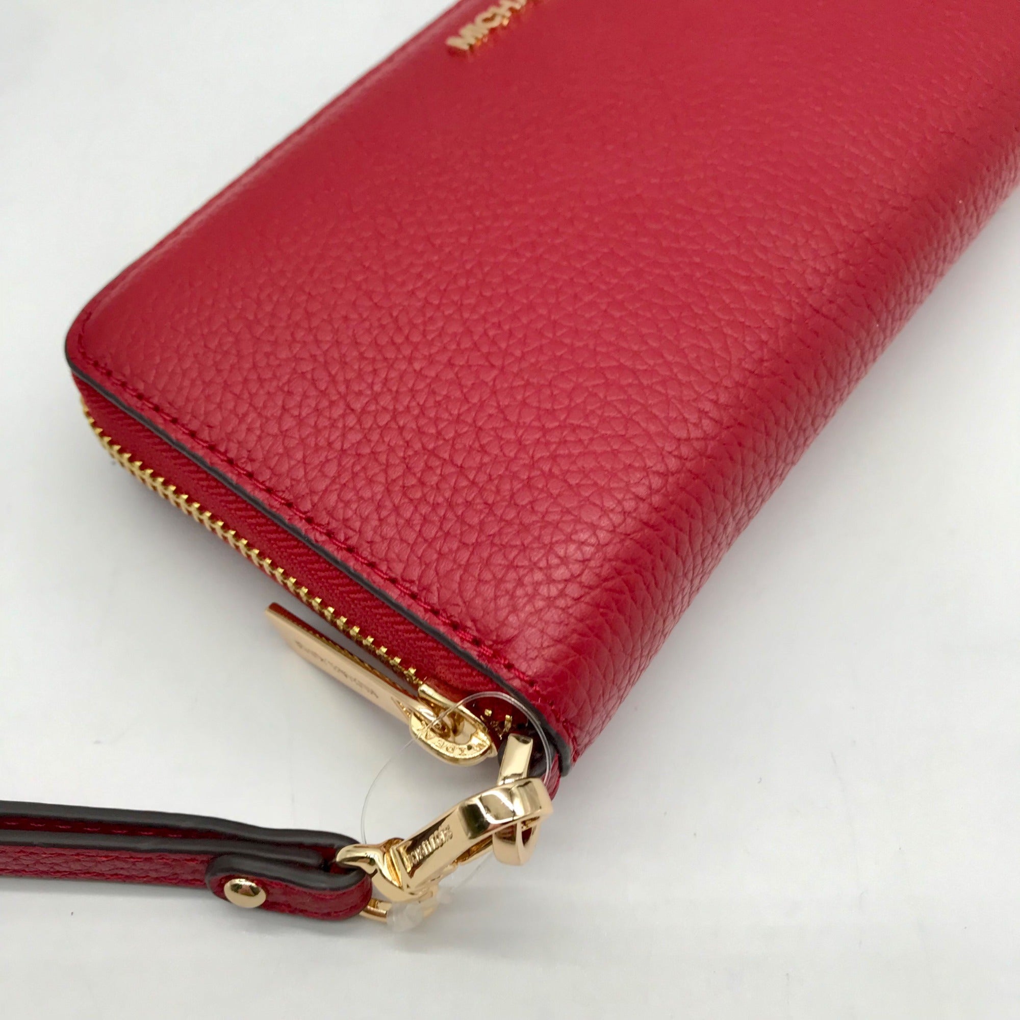 Michael Kors Red Pebbled Leather Jet Set Continental Wristlet