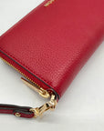 Michael Kors Red Pebbled Leather Jet Set Continental Wristlet
