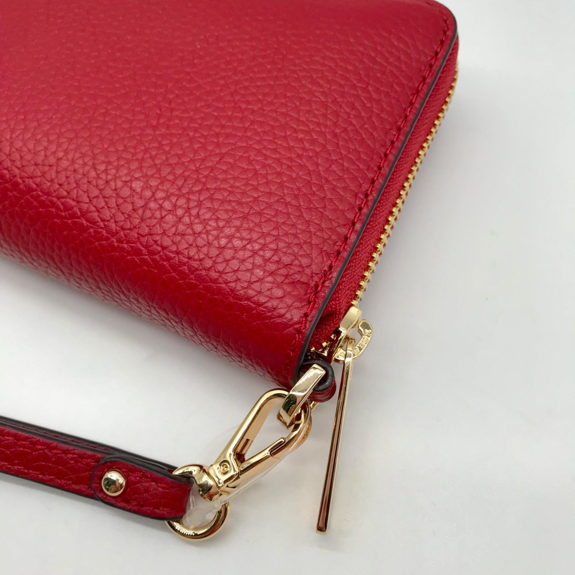 Michael Kors Red Pebbled Leather Jet Set Continental Wristlet