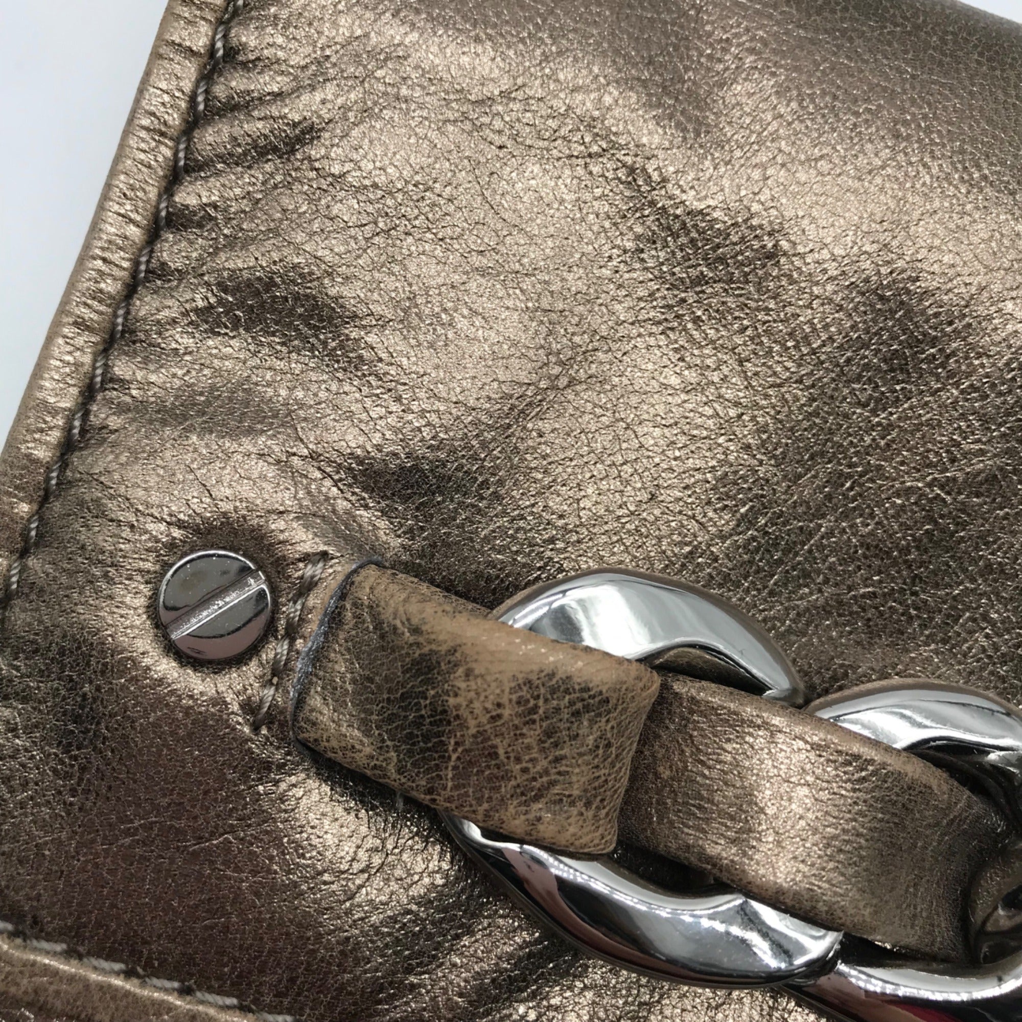 Michael Kors Metallic Light Gold Leather Chain Clutch