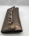 Michael Kors Metallic Light Gold Leather Chain Clutch