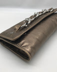 Michael Kors Metallic Light Gold Leather Chain Clutch