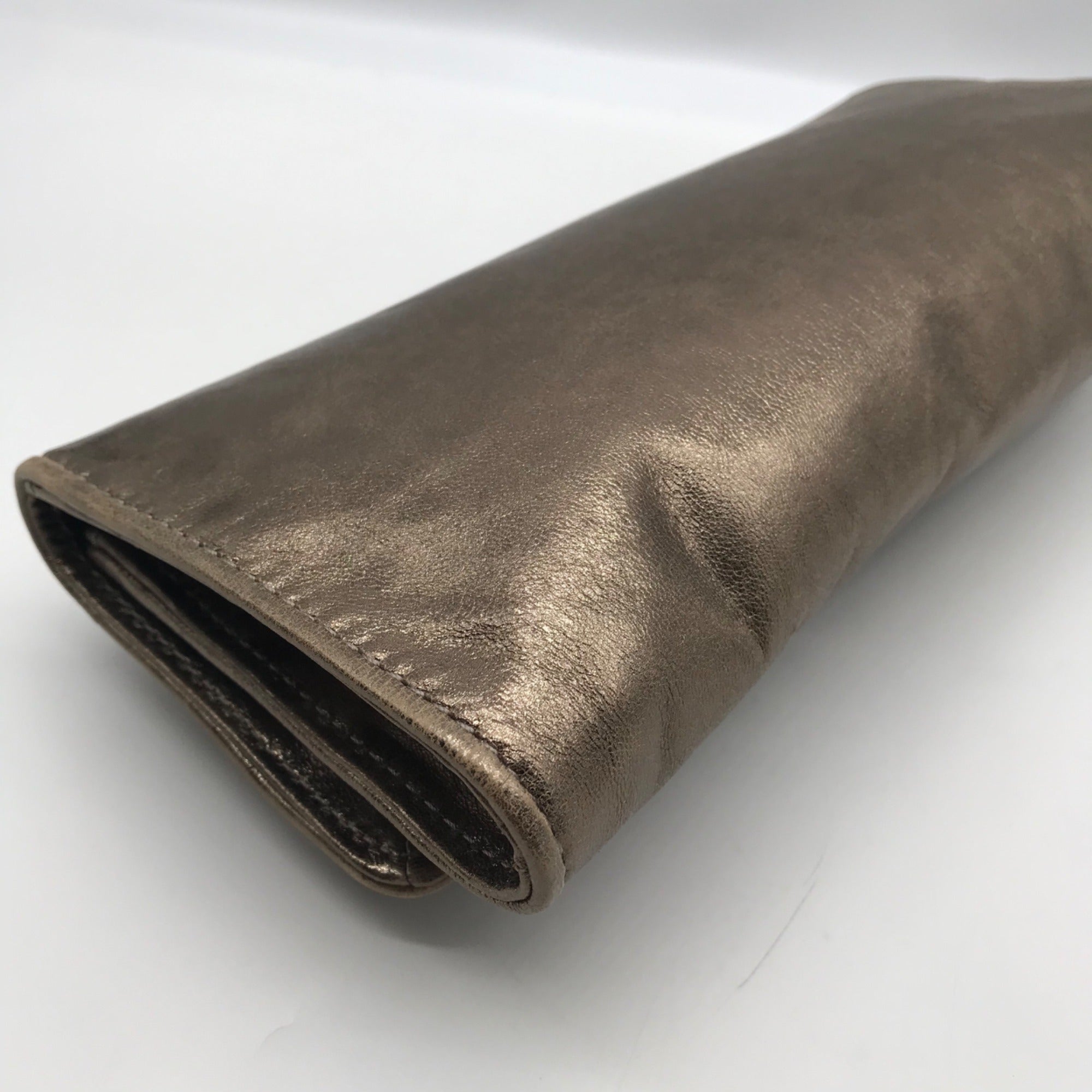 Michael Kors Metallic Light Gold Leather Chain Clutch