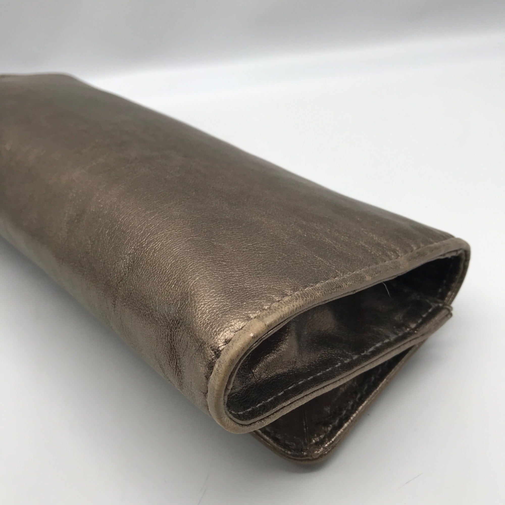 Michael Kors Metallic Light Gold Leather Chain Clutch