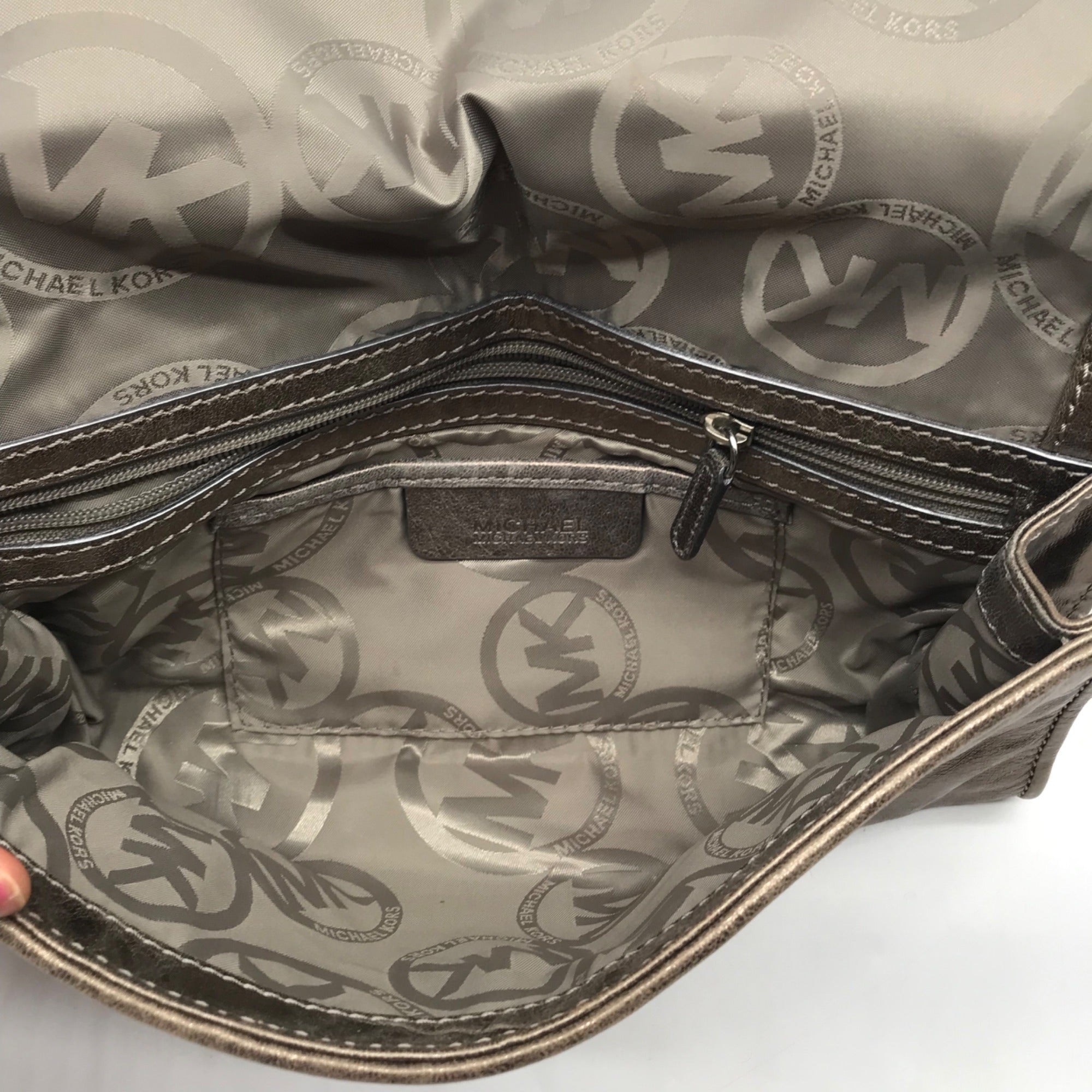 Michael Kors Metallic Light Gold Leather Chain Clutch