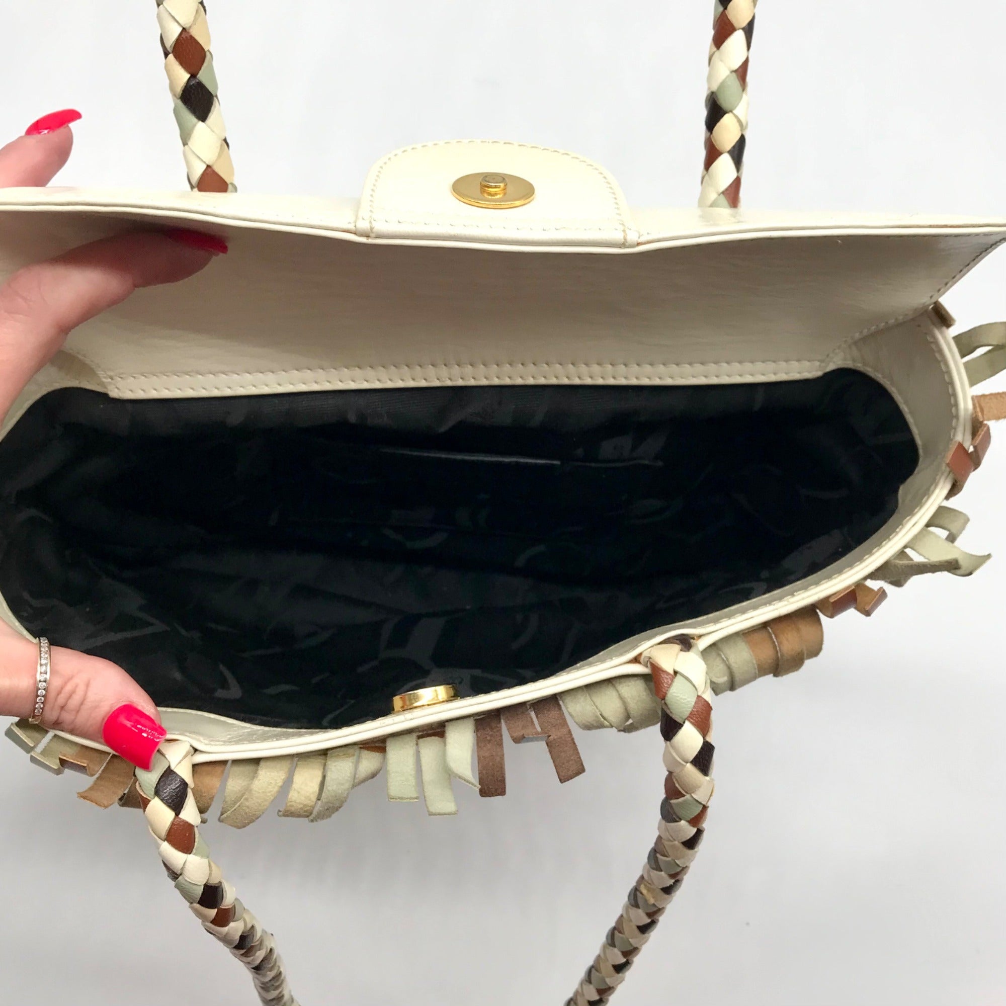 Salvatore Ferragamo Multicolor Woven Leather Gancini Shoulder Bag