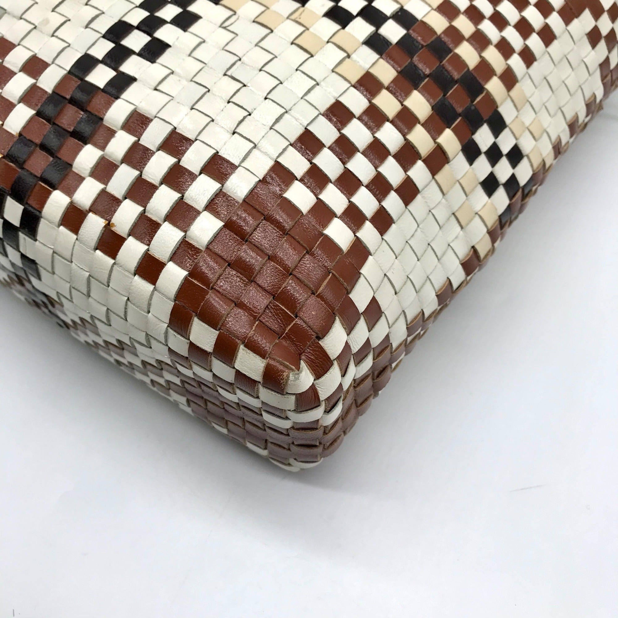 Salvatore Ferragamo Multicolor Woven Leather Gancini Shoulder Bag