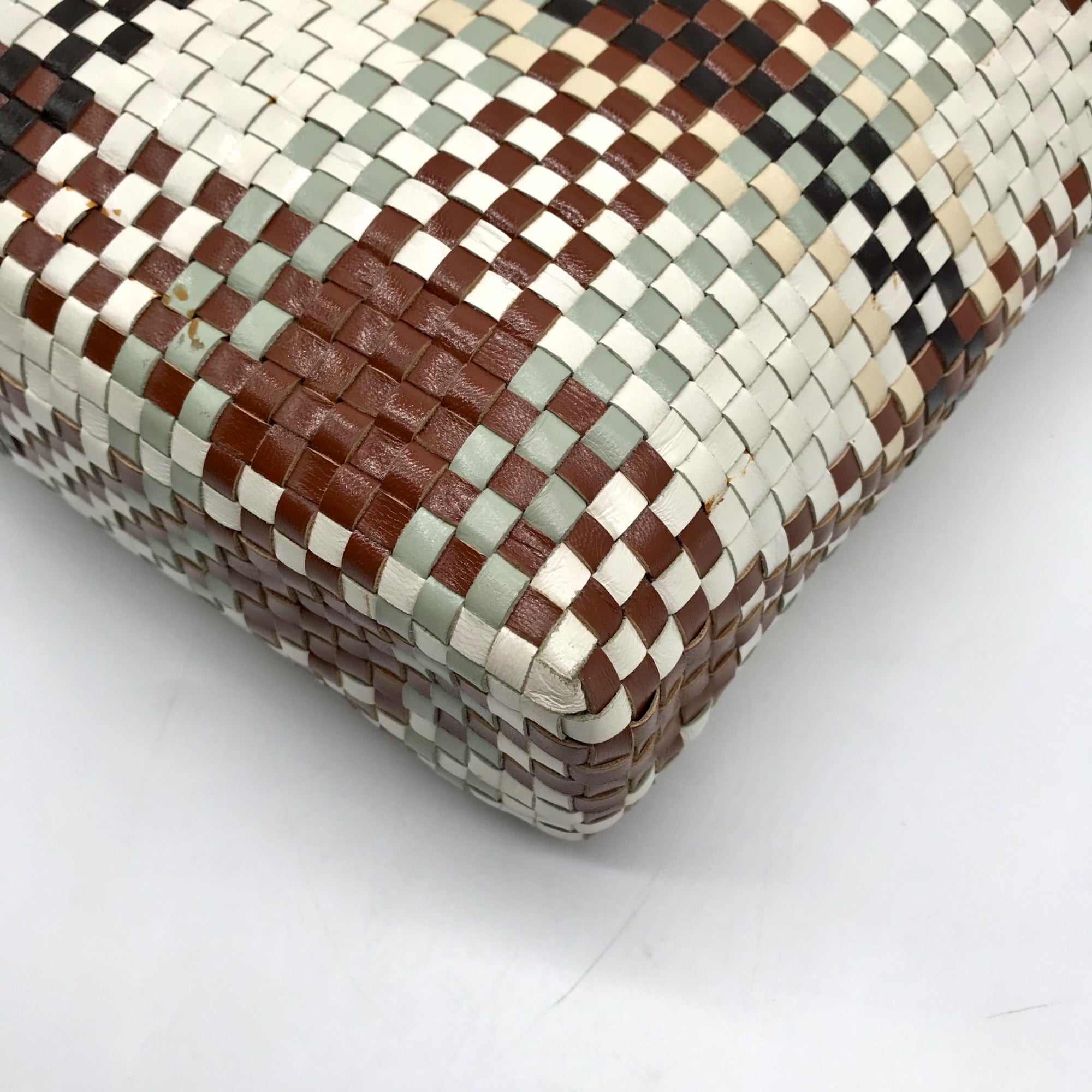 Salvatore Ferragamo Multicolor Woven Leather Gancini Shoulder Bag