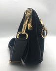 Elizabeth And James Black Suede Scott Half Moon Crossbody