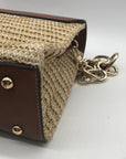 Dune London Chestnut Brown Straw & Vegan Leather Raffia Shoulder Bag
