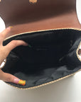 Dune London Chestnut Brown Straw & Vegan Leather Raffia Shoulder Bag