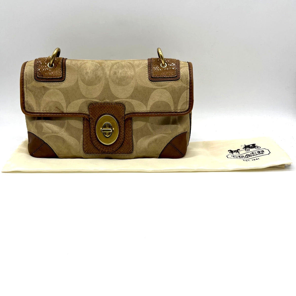 Coach Tan Signature Canvas Peyton Shoulder Bag 14504