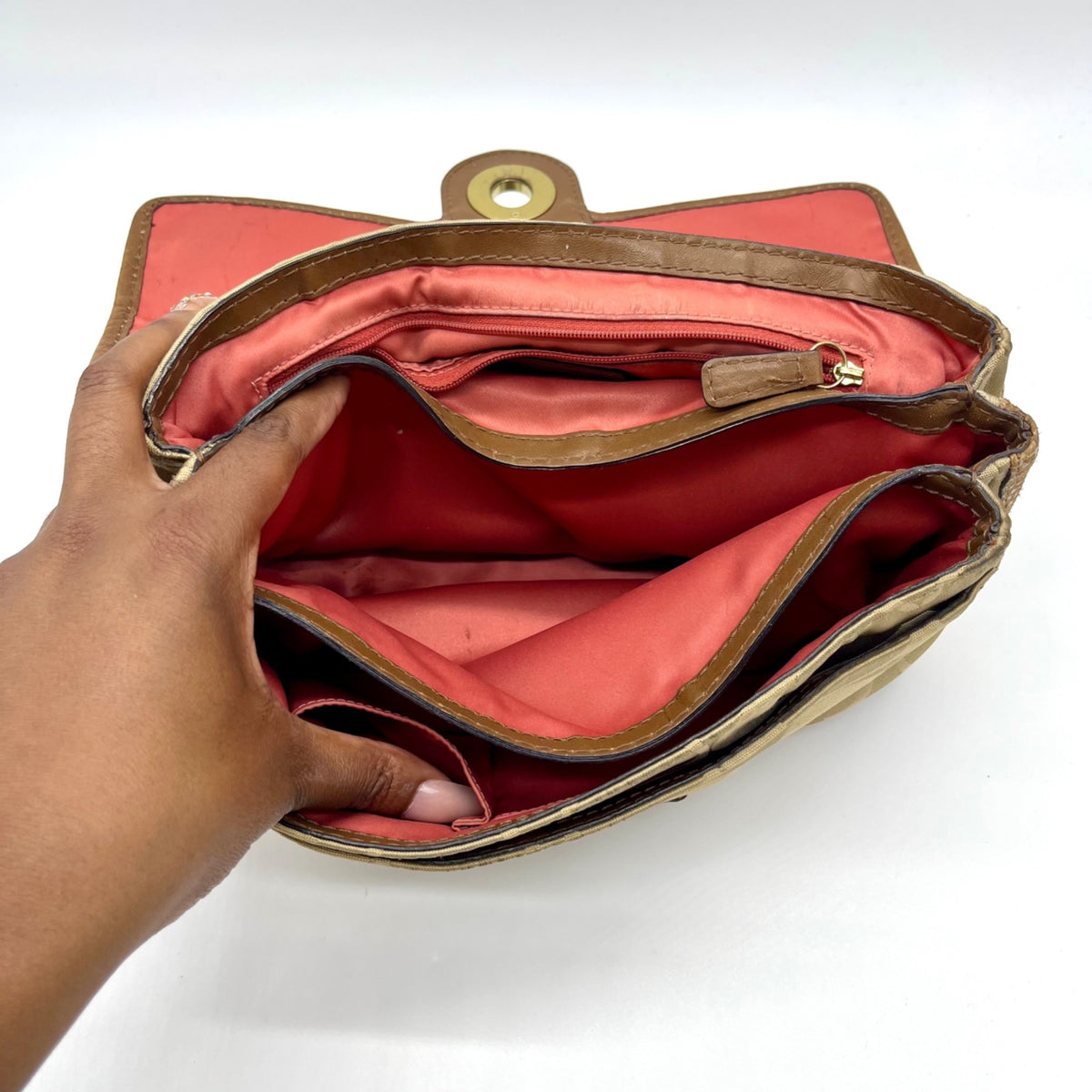 Coach Tan Signature Canvas Peyton Shoulder Bag 14504