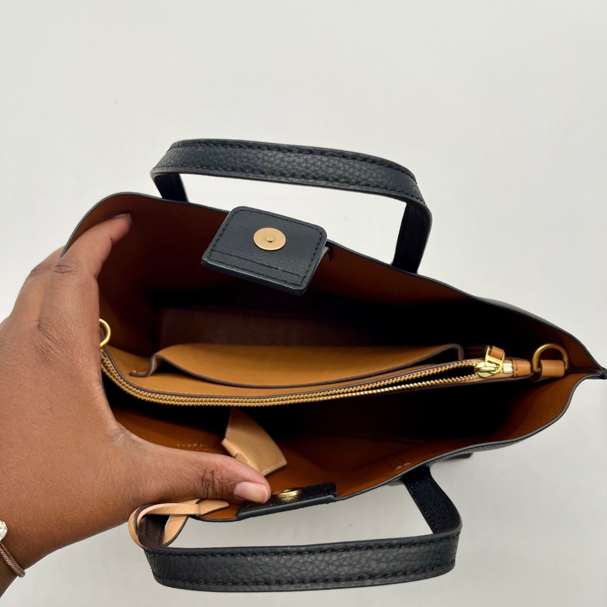 Tory Burch Black Small Pebbled Leather Parry Tote
