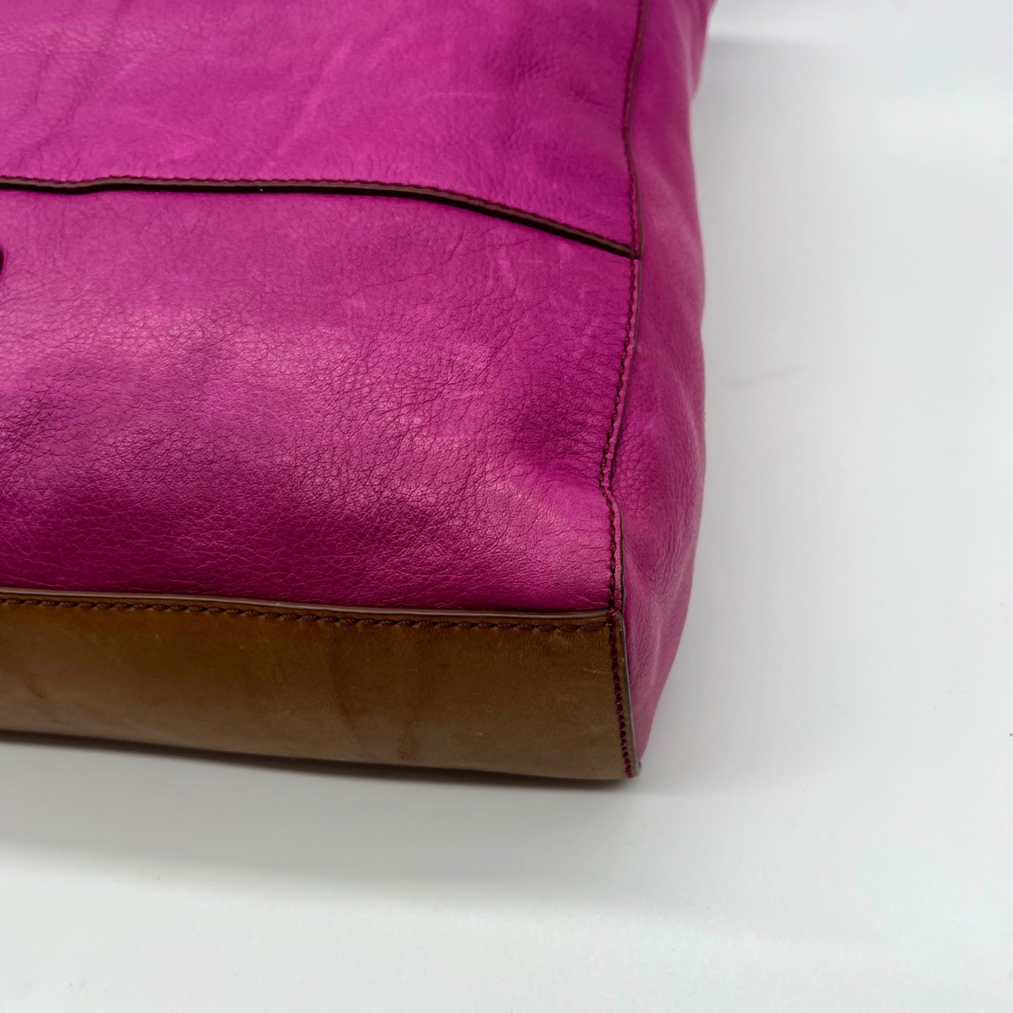 Fossil Fuchsia Pebbled Leather Zoey Tote Bag