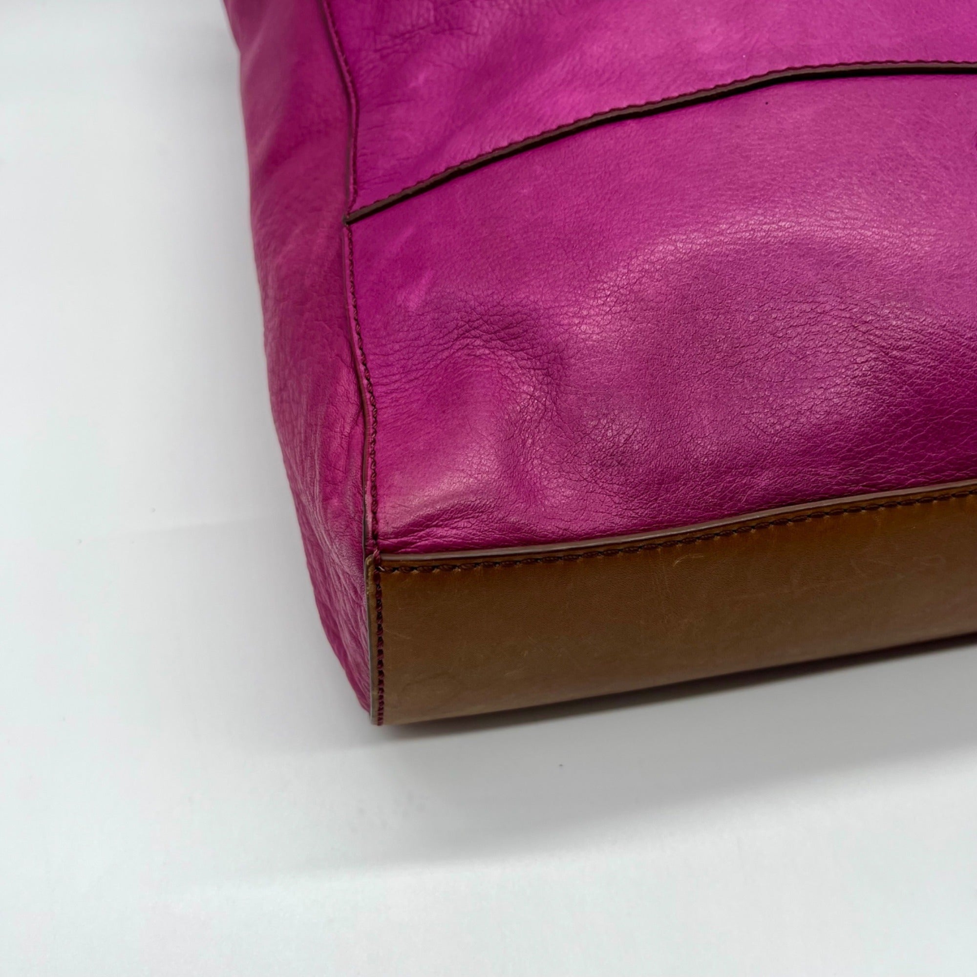 Fossil Fuchsia Pebbled Leather Zoey Tote Bag
