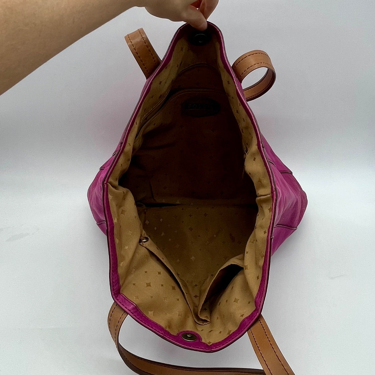 Fossil Fuchsia Pebbled Leather Zoey Tote Bag