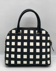 Kate Spade Black And White Canvas Checkered Grove Street Domed Satchel Bag